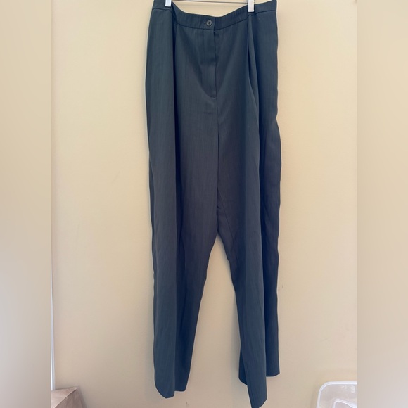 no brand Pants - High-Rise Wide-Leg Pants in sage Green